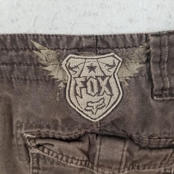 Fox Racing Shorts Mens 34 Brown Cargo Utility Pocket Cotton Embroidered Logo - Picture 14 of 16